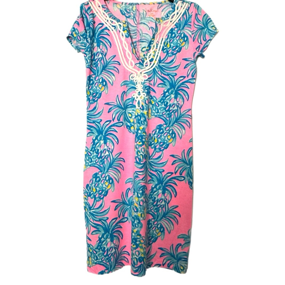 Lilly Pulitzer Pink and Blue Tropical Print Dress